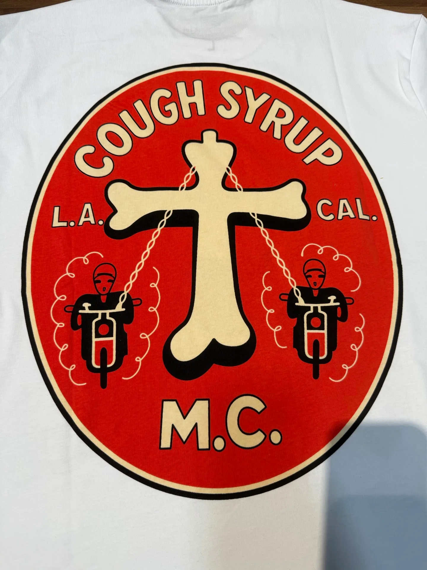 #ivory/advanced gray | THAT'S A AWFUL LOT OF COUGH SYRUP In Stock Real shot American simple fashion brand loose casual T-shirt Fabric (fabric): 32 counts Weight combed double yarn pure cotton Sizes (size): S-M L